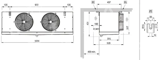 výparník ECO - Luvata GCE252G4, 2.87 kW (dT 8 st., R404) bez odtávání